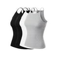 thumbnail image 1 of MixMatchy Women's 4-Pack Simple Casual Basic Active High Neck Ribbed Tank Top, 1 of 2