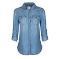 thumbnail image 1 of MixMatchy Women's Basic Classic Long/Roll Up Sleeve Button Down Chambray Denim Shirt Tunic (S-3XL), 1 of 3