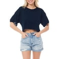 thumbnail image 1 of MixMatchy Women's Basic Solid Boxy Short Sleeve Crop Top, 1 of 6