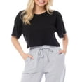 thumbnail image 1 of MixMatchy Women's Basic Solid Boxy Short Sleeve Crop Top, 1 of 6