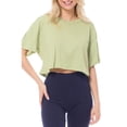 thumbnail image 1 of MixMatchy Women's Basic Solid Boxy Short Sleeve Crop Top, 1 of 6