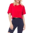 thumbnail image 1 of MixMatchy Women's Basic Solid Boxy Short Sleeve Crop Top, 1 of 6