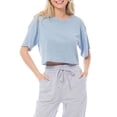 thumbnail image 1 of MixMatchy Women's Basic Solid Boxy Short Sleeve Crop Top, 1 of 6