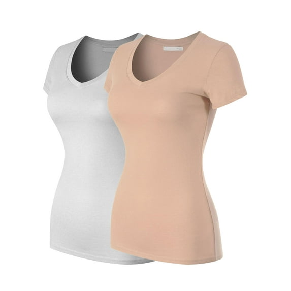 MixMatchy Women's Basic Solid Multi Colors Fitted Short Sleeve T-Shirt [S-3XL]