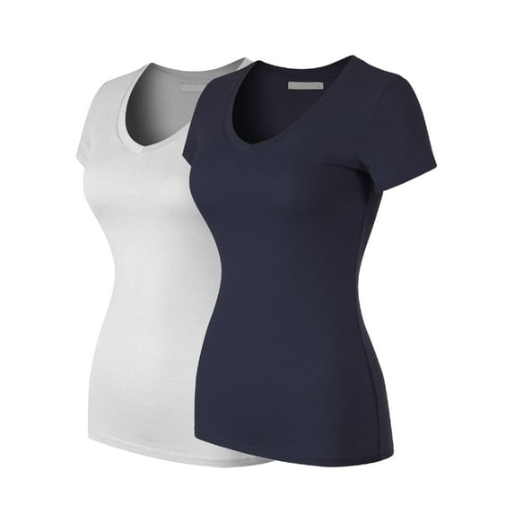 MixMatchy Women's Basic Solid Multi Colors Fitted Short Sleeve T-Shirt [S-3XL]