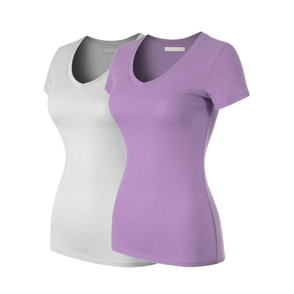 MixMatchy Women's Basic Solid Multi Colors Fitted Short Sleeve T-Shirt [S-3XL]