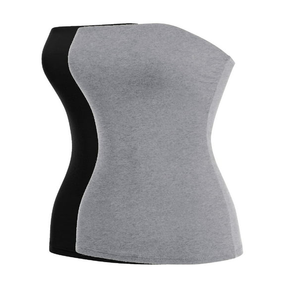 MixMatchy Women's Basic Solid Stretchy Cotton Long Bandeau Tube Top