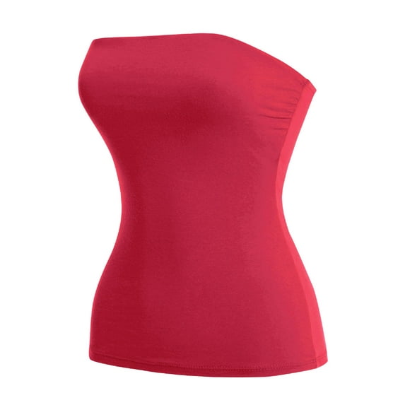 MixMatchy Women's Basic Solid Stretchy Cotton Long Bandeau Tube Top