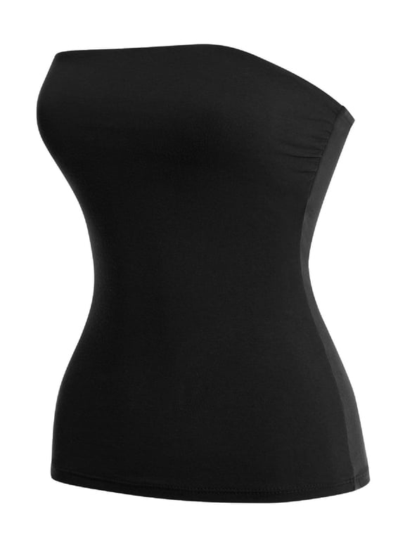 Women's Basic Solid Stretchy Cotton Long Bandeau Tube Top