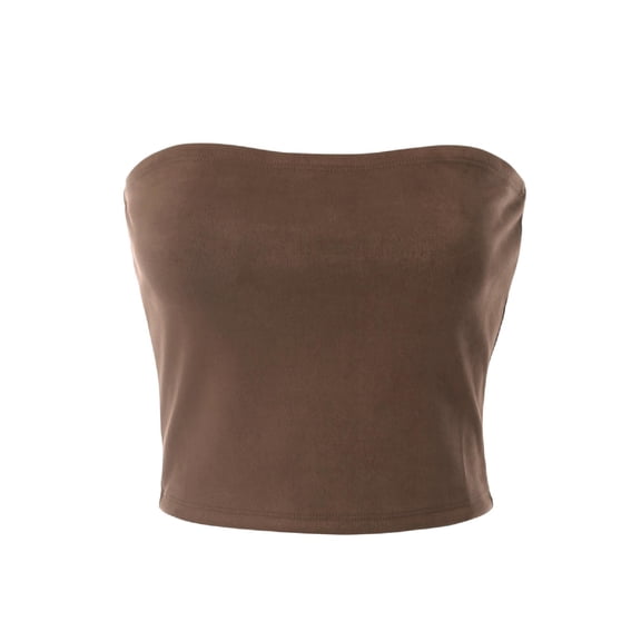 MixMatchy Women's Boho Strapless Basic Faux Suede Tube Top