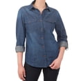 thumbnail image 1 of MixMatchy Women's Casual Daily Long/Roll Up Sleeve Button Down Denim Chambray Shirt (S-3XL), 1 of 4