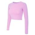 thumbnail image 1 of MixMatchy Women's Casual Long Sleeve Round Neck Fitted Crop Tee Top, 1 of 1