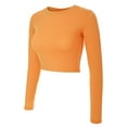 thumbnail image 1 of MixMatchy Women's Casual Long Sleeve Round Neck Fitted Crop Tee Top, 1 of 1