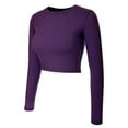 thumbnail image 1 of MixMatchy Women's Casual Long Sleeve Round Neck Fitted Crop Tee Top, 1 of 1