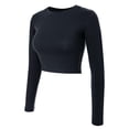 thumbnail image 1 of MixMatchy Women's Casual Long Sleeve Round Neck Fitted Crop Tee Top, 1 of 1