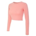 thumbnail image 1 of MixMatchy Women's Casual Long Sleeve Round Neck Fitted Crop Tee Top, 1 of 1