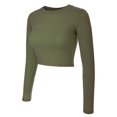 thumbnail image 1 of MixMatchy Women's Casual Long Sleeve Round Neck Fitted Crop Tee Top, 1 of 1