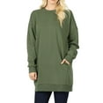 thumbnail image 1 of MixMatchy Women's Casual Oversized Loose Fit Crew/V Neck Fleece Pullover Tunic Sweatshirts with Pockets S~3X, 1 of 1