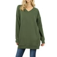 thumbnail image 1 of MixMatchy Women's Casual Oversized V-Neck Sweatshirts Loose Fit Pullover Tunic, 1 of 1