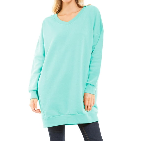 MixMatchy Women's Casual Oversized V-Neck Sweatshirts Loose Fit Pullover Tunic