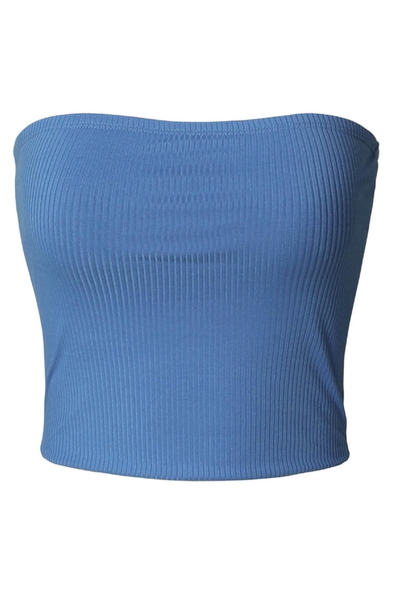Women's Casual Strapless Basic Sexy Ribbed Crop Tube Top