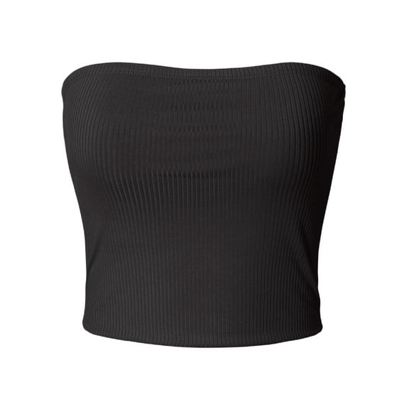 MixMatchy Women's Casual Strapless Basic Sexy Ribbed Crop Tube Top