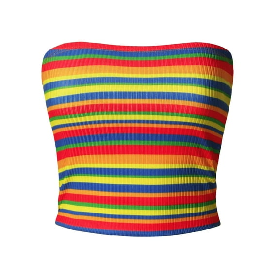 MixMatchy Women's Casual Strapless Basic Sexy Ribbed Crop Tube Top