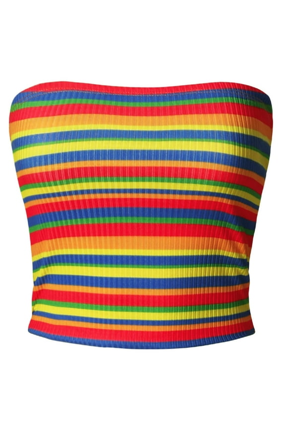 Women's Casual Strapless Basic Sexy Ribbed Crop Tube Top