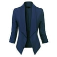 thumbnail image 1 of MixMatchy Women's Casual Work Solid Open Front 3/4 Sleeve Blazer Jacket with Plus Size, 1 of 4