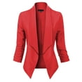 thumbnail image 1 of MixMatchy Women's Casual Work Solid Open Front 3/4 Sleeve Blazer Jacket with Plus Size, 1 of 4