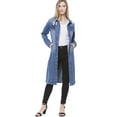 thumbnail image 1 of MixMatchy Women's Classic Distressed Long Denim Jacket Coat, 1 of 5