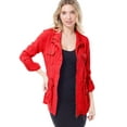 thumbnail image 1 of MixMatchy Women's Color Tencel Zip Up Snap Button Safari Military Anorak Utility Jacket with Pockets, 1 of 7