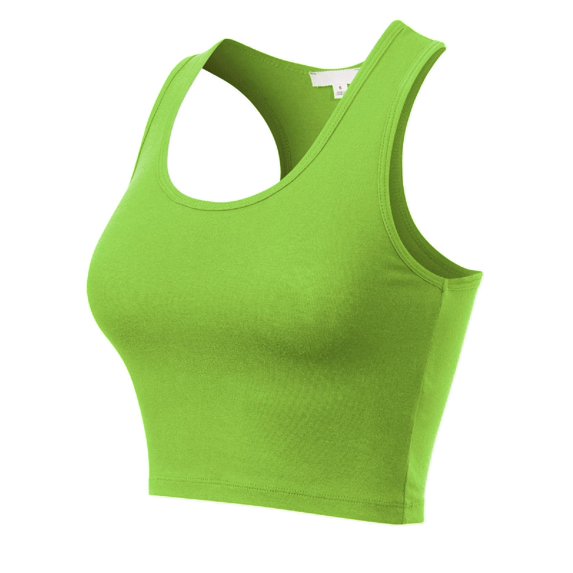 MixMatchy Women's Cotton Basic Sleeveless Racerback Sports Crop Tank Top