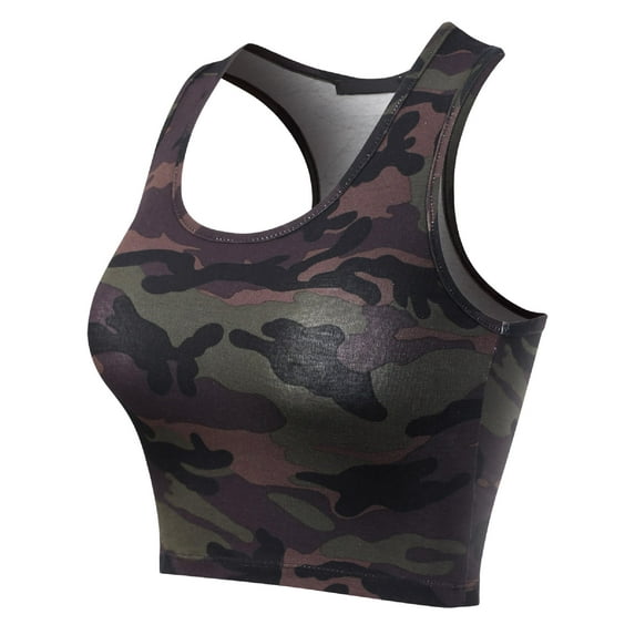 MixMatchy Women's Cotton Basic Sleeveless Racerback Sports Crop Tank Top
