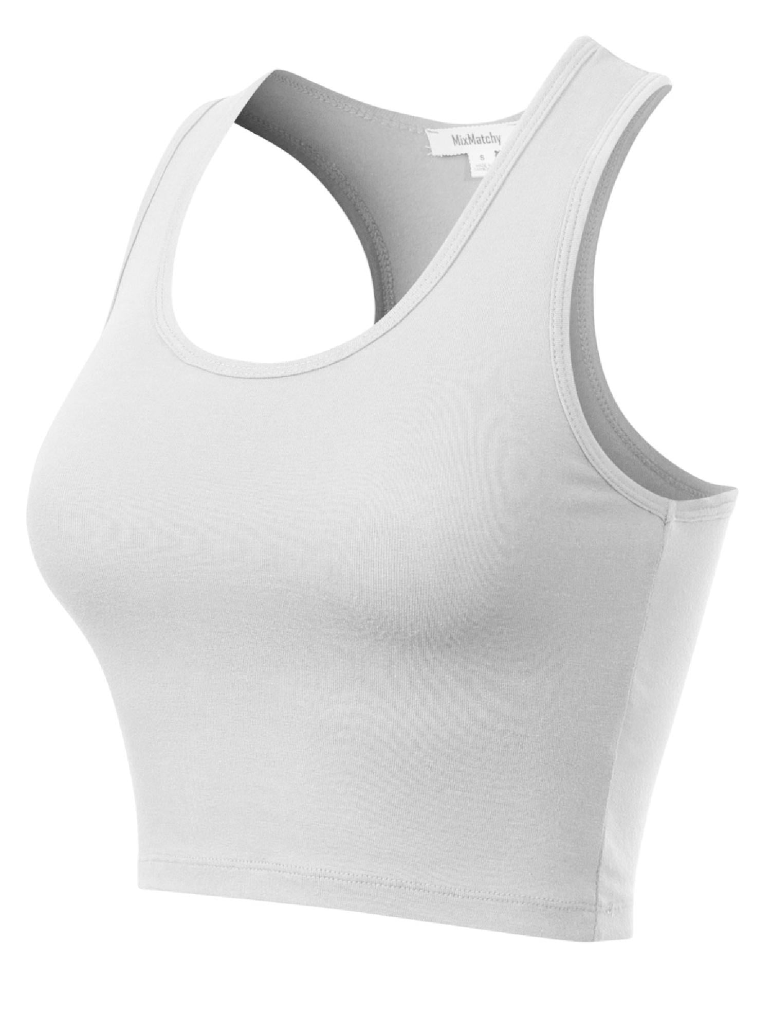 MixMatchy Women's Cotton Basic Sleeveless Racerback Sports Crop Tank