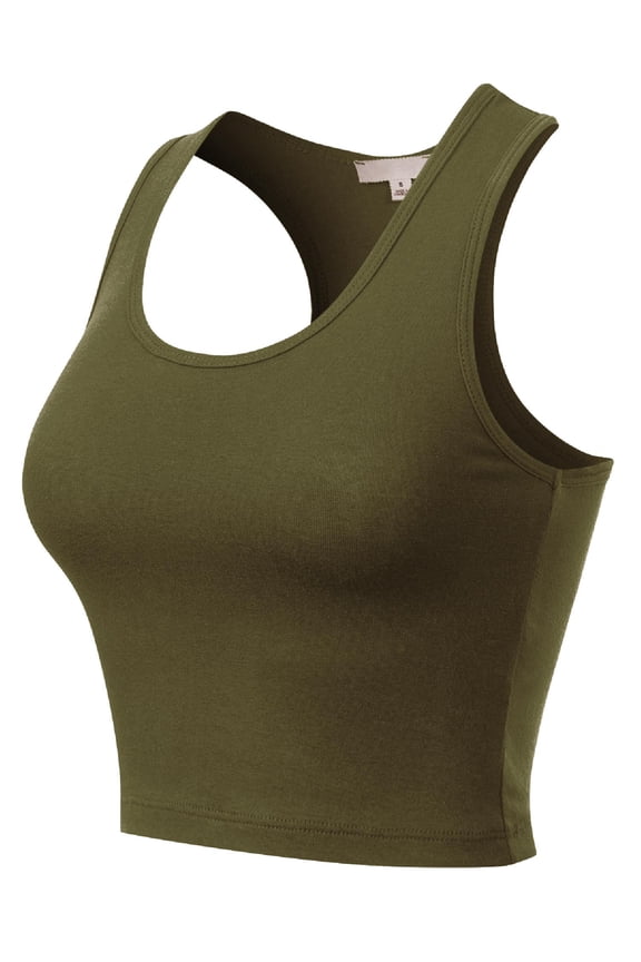 MixMatchy Women's Cotton Basic Sleeveless Racerback Sports Crop Tank Top