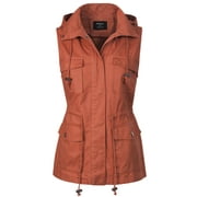 MixMatchy Womens Drawstring Lightweight Loose Fit Sleeveless Vest Utility Jacket