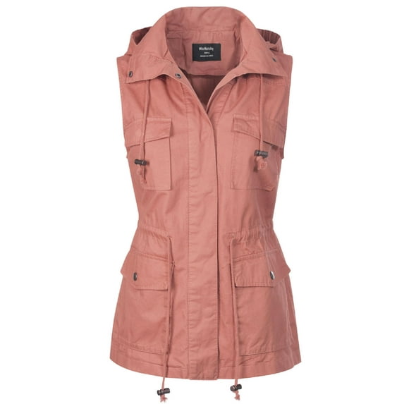MixMatchy Women's Drawstring Lightweight Loose Fit Sleeveless Vest Utility Jacket