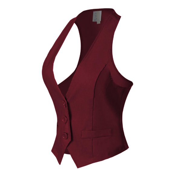 MixMatchy Women's Economy Dressy 3 Button Versatile Racerback Tuxedo Suit Vest Waistcoat