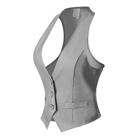 MixMatchy Women's Economy Dressy 3 Button Versatile Racerback Tuxedo Suit Vest Waistcoat