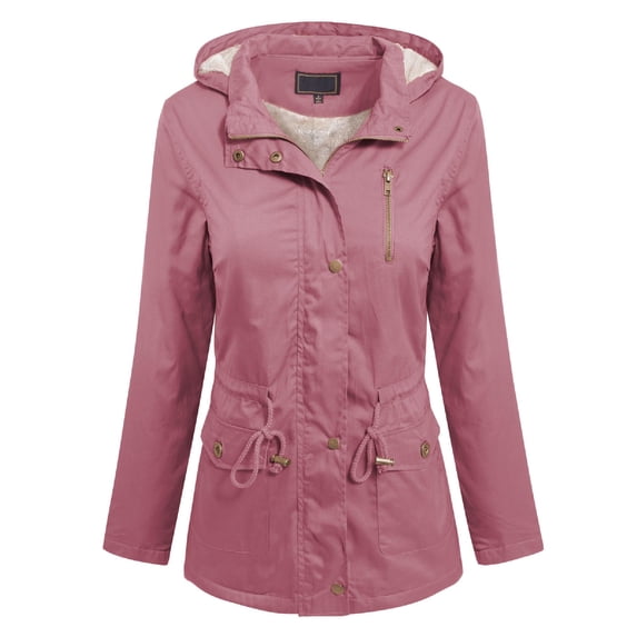 MixMatchy Women's Faux Fur Waist Drawstring Lightly Padded Utility Fashion Jacket Parka