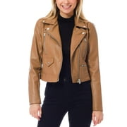 MixMatchy Womens Faux Leather Long Sleeve Zipper Closure Moto Biker Short Coat Jacket