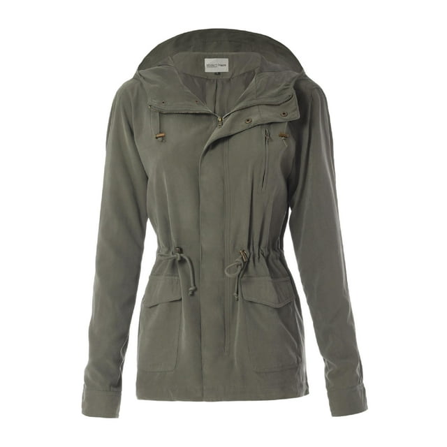 MixMatchy Women's Faux Suede Lightweight Anorak Utility Hoodie Jacket