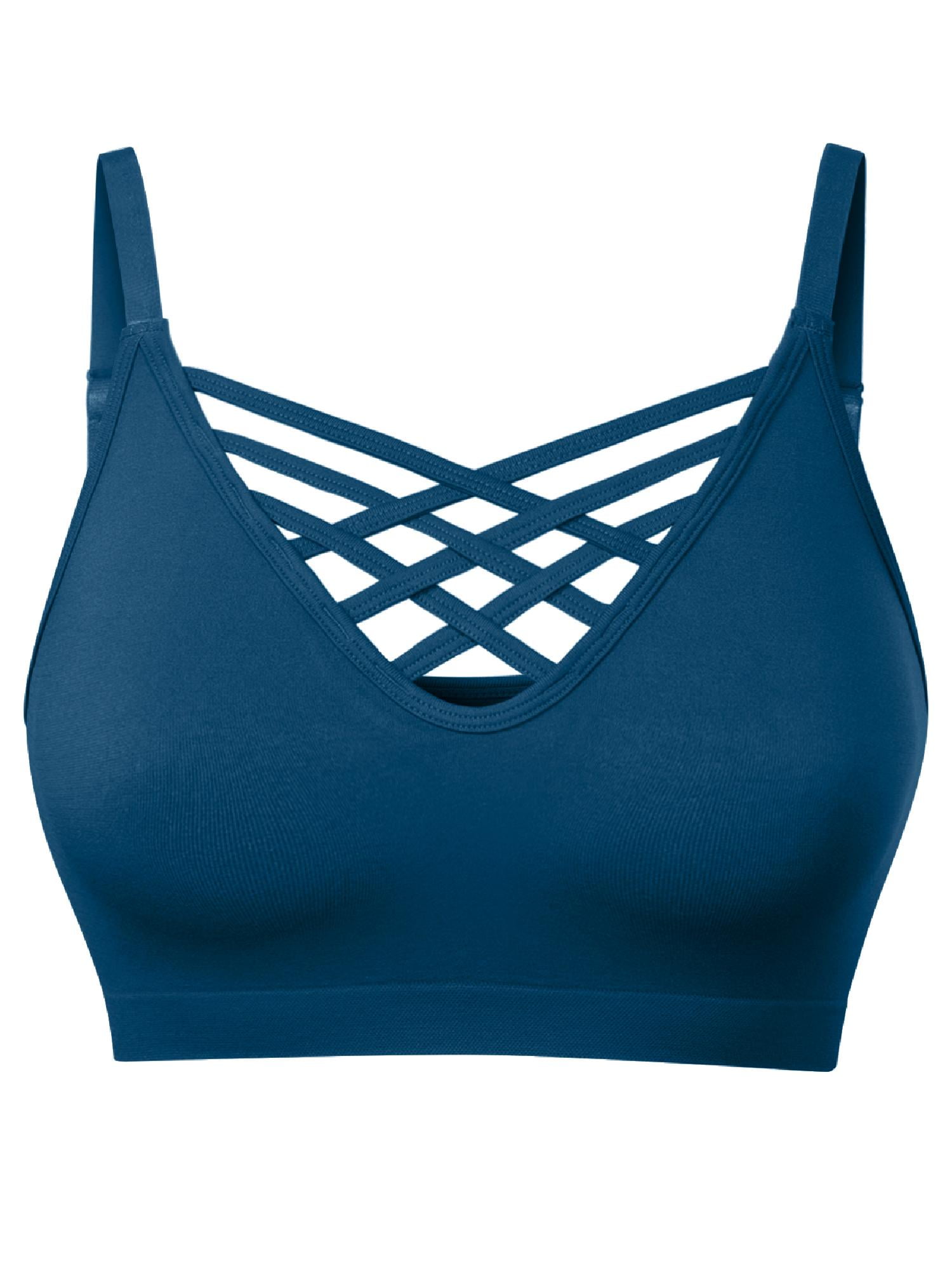 MixMatchy Women's Front Triple Crisscross Seamless Removable Pad Bralette 