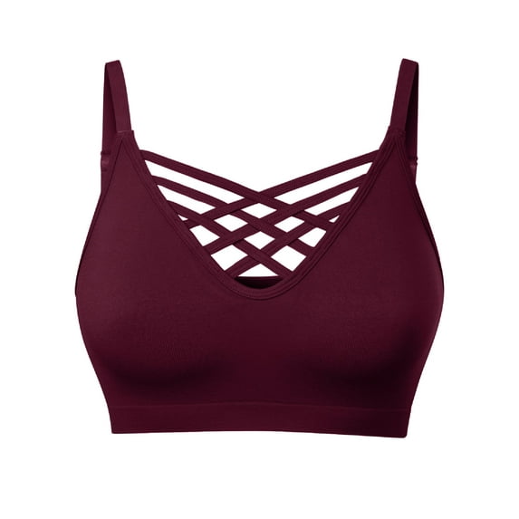 MixMatchy Women's Front Triple Crisscross Seamless Removable Pad Bralette
