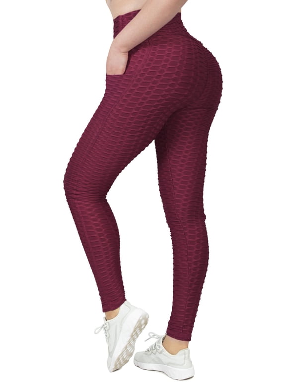 Women's High Waist Textured Butt Lifting Slimming Workout Leggings Tights