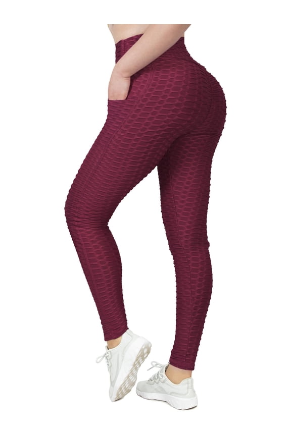 Women's High Waist Textured Butt Lifting Slimming Workout Leggings Tights