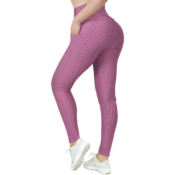 MixMatchy Women's High Waist Textured Butt Lifting Slimming Workout Leggings Tights