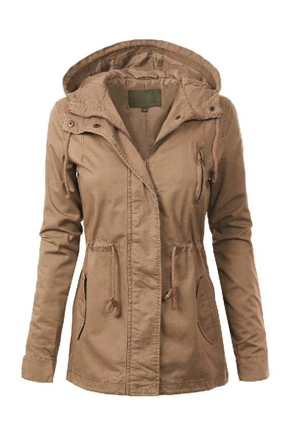 Women's Lightweight Military Safari Anorak Utility Hoodie Jacket