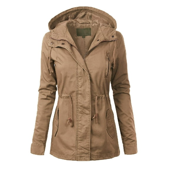 MixMatchy Women's Lightweight Military Safari Anorak Utility Hoodie Jacket